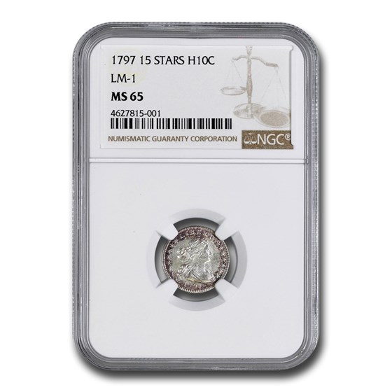 1797 Draped Bust Half Dime MS-65 NGC (15 Stars, LM-1) 1797 Draped Bust Half Dime MS-65 NGC (15 Stars, LM-1)